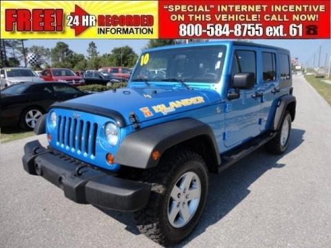 Surf Blue Pearl Jeep Wrangler Unlimited Islander Edition 4x4.  Click to enlarge.