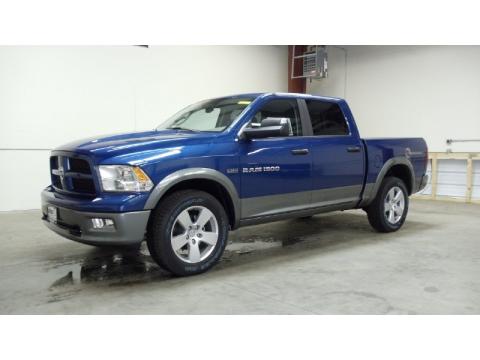 Deep Water Blue Pearl Dodge Ram 1500 SLT Outdoorsman Crew Cab 4x4.  Click to enlarge.