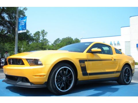 Yellow Blaze Metallic Tri-Coat Ford Mustang Boss 302.  Click to enlarge.