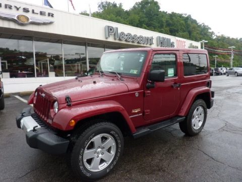 Deep Cherry Red Crystal Pearl Jeep Wrangler Sahara 4x4.  Click to enlarge.