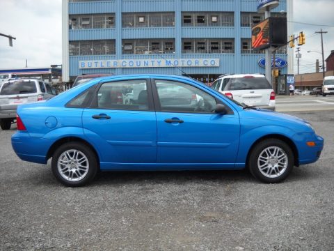 Aqua Blue Metallic Ford Focus ZX4 SE Sedan.  Click to enlarge.