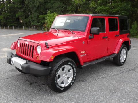 Flame Red Jeep Wrangler Unlimited Sahara 4x4.  Click to enlarge.