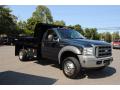 Front 3/4 View of 2005 Ford F550 Super Duty XL Regular Cab 4x4 Chassis Dump Truck #7