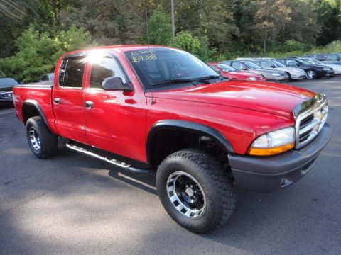 Flame Red Dodge Dakota SXT Quad Cab 4x4.  Click to enlarge.