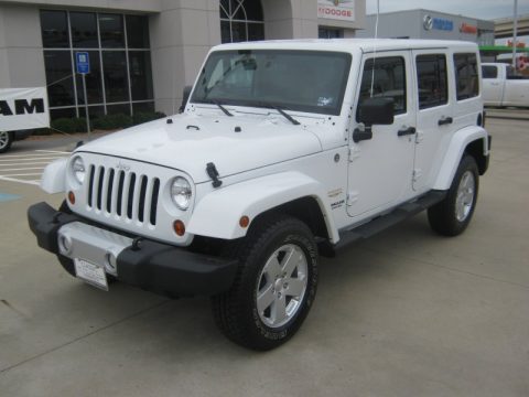 Bright White Jeep Wrangler Unlimited Sahara 4x4.  Click to enlarge.