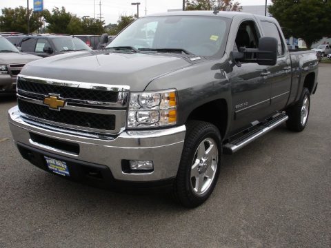 Taupe Grey Metallic Chevrolet Silverado 2500HD LTZ Crew Cab 4x4.  Click to enlarge.