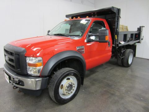 Red Ford F550 Super Duty XL Regular Cab Chassis 4x4 Dump Truck.  Click to enlarge.