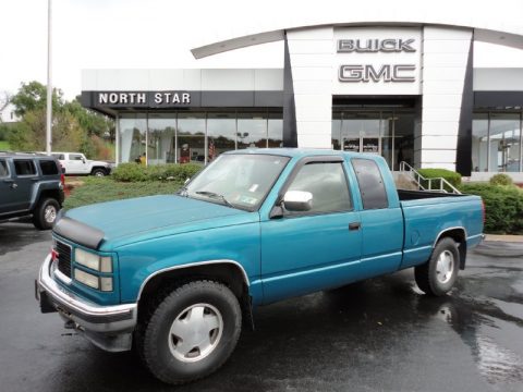 Bright Teal Metallic GMC Sierra 1500 SL Extended Cab 4x4.  Click to enlarge.