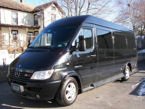 Black Mercedes-Benz Sprinter Midwest Limousine Van.  Click to enlarge.