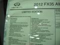  2012 Infiniti FX 35 AWD Limited Edition Window Sticker #22