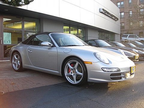 Arctic Silver Metallic Porsche 911 Carrera S Cabriolet.  Click to enlarge.