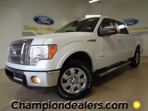 White Platinum Metallic Tri-Coat Ford F150 Lariat SuperCrew.  Click to enlarge.