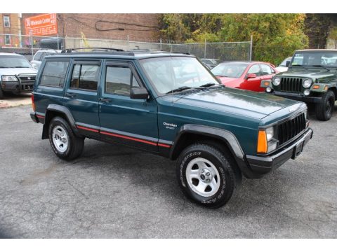 Bright Jade Green Jeep Cherokee Sport 4WD.  Click to enlarge.