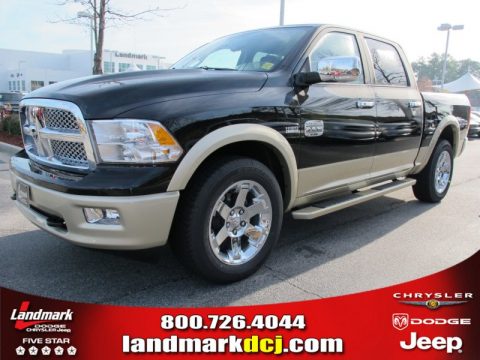 Black Dodge Ram 1500 Laramie Longhorn Crew Cab 4x4.  Click to enlarge.