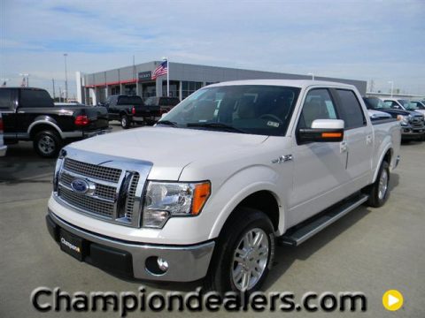 White Platinum Metallic Tri-Coat Ford F150 Lariat SuperCrew.  Click to enlarge.