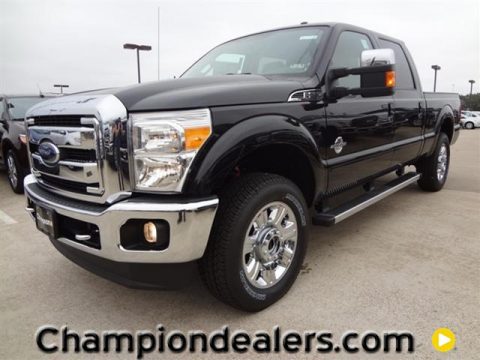 Tuxedo Black Metallic Ford F250 Super Duty Lariat Crew Cab 4x4.  Click to enlarge.