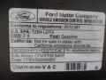 Info Tag of 2012 Ford F150 FX4 SuperCrew 4x4 #34