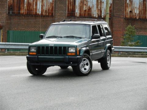 Forest Green Pearlcoat Jeep Cherokee Sport.  Click to enlarge.