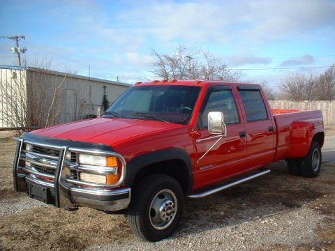 Victory Red Chevrolet C/K 3500 K3500 Silverado Crew Cab 4x4 Dually.  Click to enlarge.