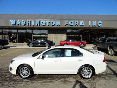 White Platinum Tri-coat Metallic Ford Fusion SEL V6 AWD.  Click to enlarge.