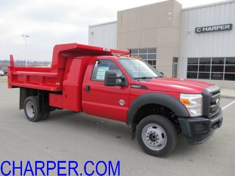 Vermillion Red Ford F450 Super Duty XL Crew Cab 4x4.  Click to enlarge.