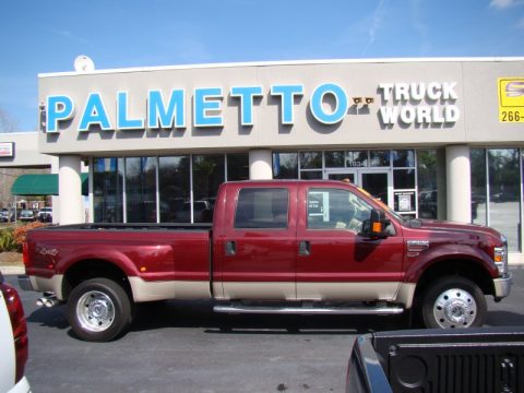 Dark Toreador Red Metallic Ford F450 Super Duty Lariat Crew Cab 4x4 Dually.  Click to enlarge.