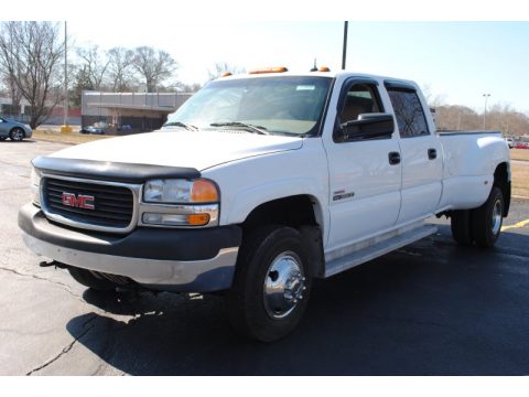 Summit White GMC Sierra 3500 SLT Crew Cab 4x4 Dually.  Click to enlarge.