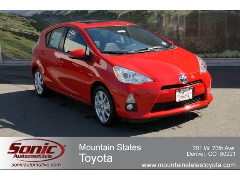 Absolutely Red Toyota Prius c Hybrid Four.  Click to enlarge.