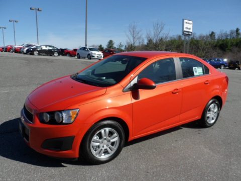 Inferno Orange Metallic Chevrolet Sonic LT Sedan.  Click to enlarge.