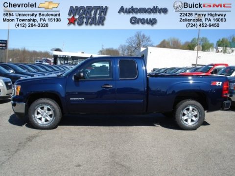 Midnight Blue Metallic GMC Sierra 1500 SLE Extended Cab 4x4.  Click to enlarge.