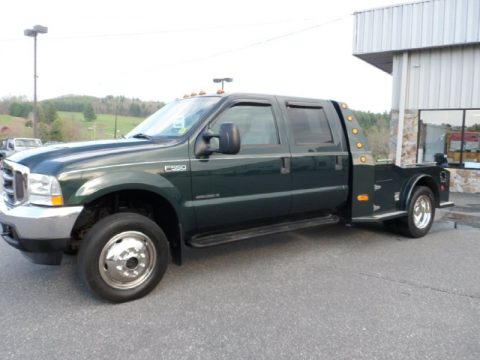 Dark Highland Green Ford F550 Super Duty Lariat Crew Cab 4x4 Chassis Dump Truck.  Click to enlarge.