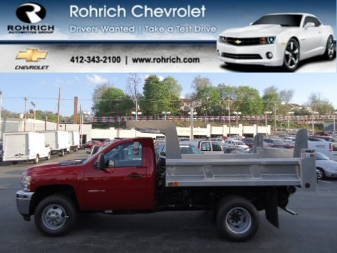 Victory Red Chevrolet Silverado 3500HD WT Regular Cab 4x4 Dump Truck.  Click to enlarge.