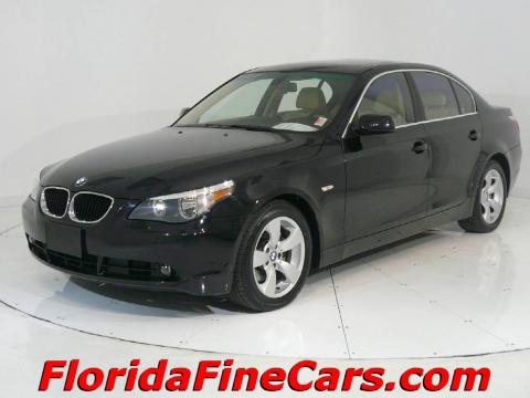 Jet Black BMW 5 Series 525i Sedan.  Click to enlarge.