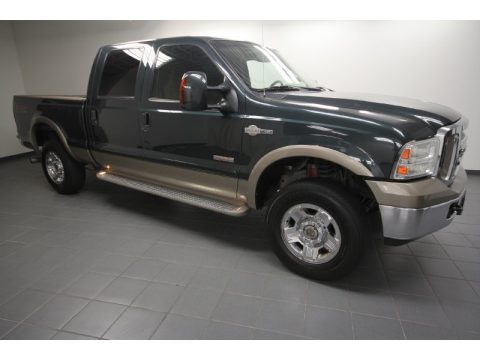 Dark Green Satin Metallic Ford F250 Super Duty King Ranch Crew Cab 4x4.  Click to enlarge.