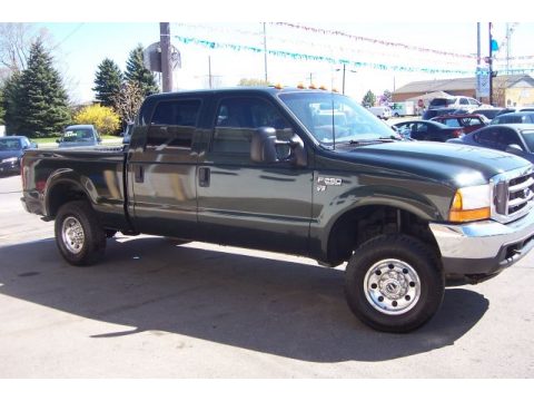 Dark Highland Green Metallic Ford F250 Super Duty XLT Super Crew 4x4.  Click to enlarge.