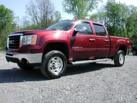 Dark Crimson Red Metallic GMC Sierra 2500HD SLE Z71 Crew Cab 4x4.  Click to enlarge.