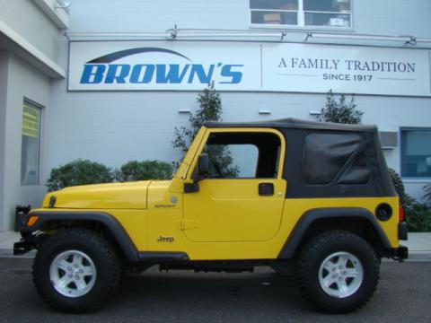 Solar Yellow Jeep Wrangler Sport 4x4.  Click to enlarge.