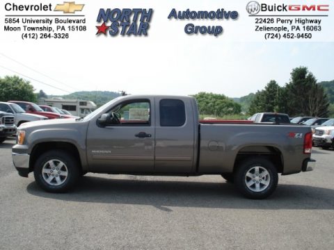 Mocha Steel Metallic GMC Sierra 1500 SLE Extended Cab 4x4.  Click to enlarge.