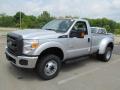 Front 3/4 View of 2012 Ford F350 Super Duty XL Regular Cab 4x4 Dually #9