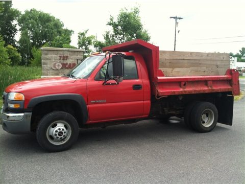 Fire Red GMC Sierra 3500 Regular Cab Dump Truck.  Click to enlarge.