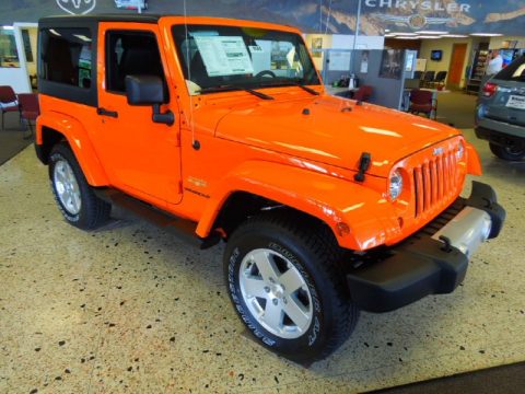 Crush Orange Jeep Wrangler Sahara 4x4.  Click to enlarge.