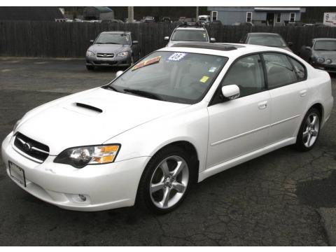 Satin White Pearl Subaru Legacy 2.5 GT Limited Sedan.  Click to enlarge.