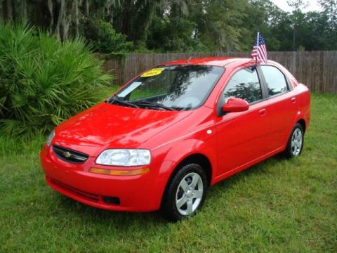 Victory Red 2005 Chevrolet Aveo LS Sedan with Gray interior Victory Red 