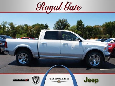 Bright White Dodge Ram 1500 Laramie Crew Cab 4x4.  Click to enlarge.