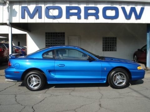 Bright Atlantic Blue Ford Mustang V6 Coupe.  Click to enlarge.