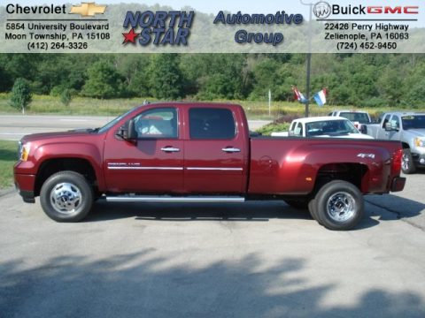 Sonoma Red Metallic GMC Sierra 3500HD Denali Crew Cab 4x4 Dually.  Click to enlarge.