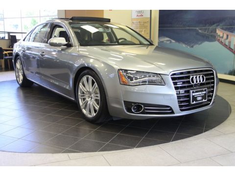 Quartz Gray Metallic Audi A8 L 4.0T quattro.  Click to enlarge.