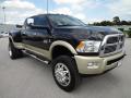 Front 3/4 View of 2011 Dodge Ram 3500 HD Laramie Longhorn Mega Cab 4x4 Dually #10