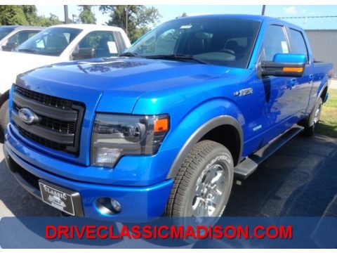 Blue Flame Metallic Ford F150 FX4 SuperCrew 4x4.  Click to enlarge.