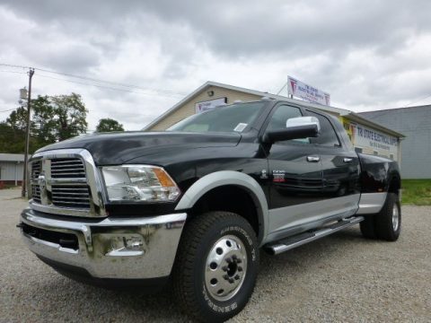 Black Dodge Ram 3500 HD Laramie Mega Cab 4x4 Dually.  Click to enlarge.